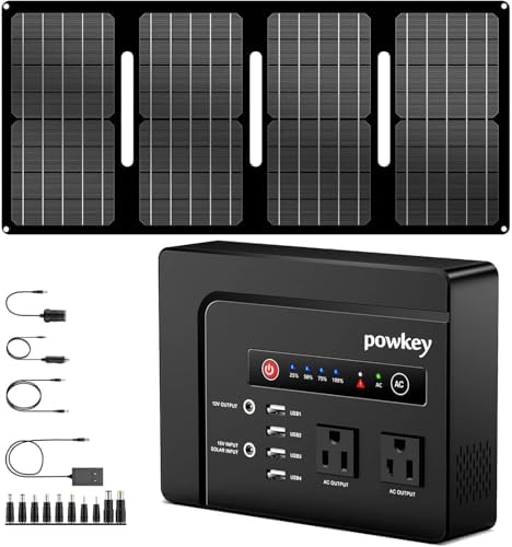 powkey 200W Portable Power Bank with Solar Panel 40W, 146Wh Power Station by POWKEY