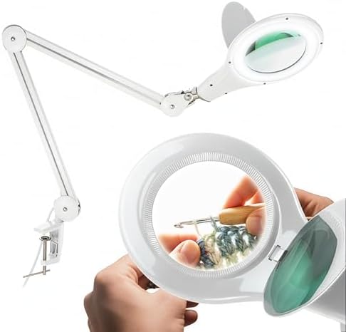 Brightech LightView PRO Magnifying Desk Lamp, 2.25x Light Magnifier, Adjustable Magnifying Glass with Light for Crafts, Reading, Close Work - White by Brightech