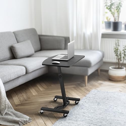 SHW Mobile Height Adjustable Laptop Rolling Cart w/Lockable Wheels, Black - Image 6