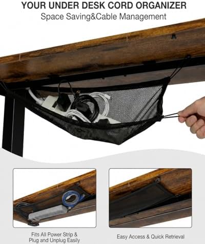 Acrolix 55x24 Electric Standing Desk with Cable Net, Rustic Brown - Image 5