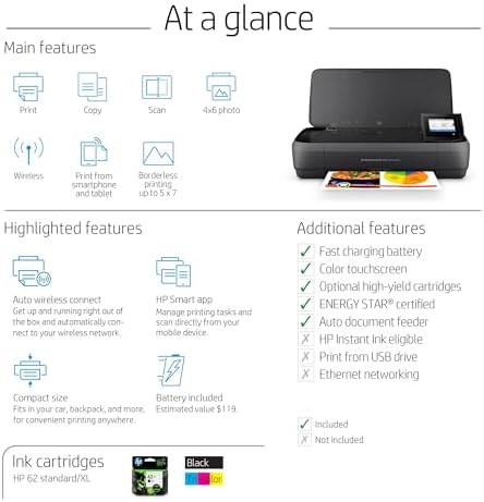 HP OfficeJet 250 Portable Printer with Wireless and Mobile Printing (CZ992A) (Renewed) - Image 3