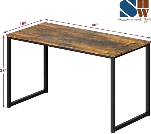 SHW Mission 40-Inch Home Office Computer Desk, Rustic Brown - Image 3