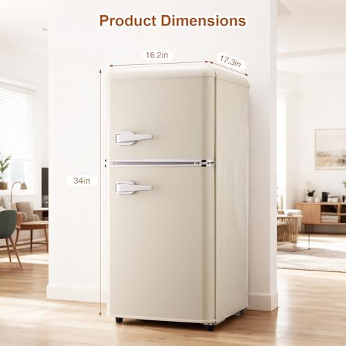 Retro Mini Fridge with Freezer 3.5 Cu. Ft, Small Refrigerator Dual Door - Image 2