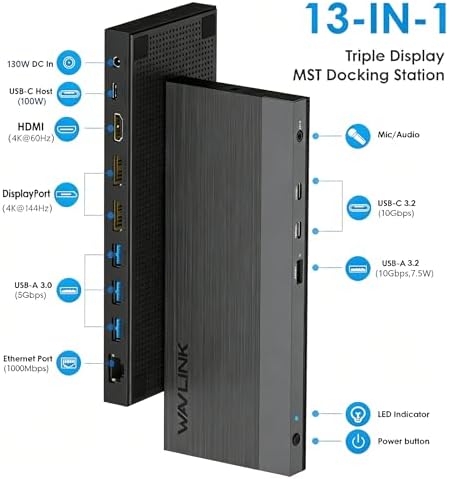 Laptop Docking Station,WAVLINK Triple monitors dock,Dual DisplayPort,HDMI - Image 2