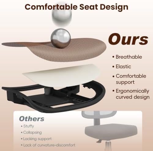 Ergonomic Office Chair, Mesh Computer Desk Chairs with BIFMA X5.1 Certified, Adjustable Lumbar Support, 3D Arm, Tilt Back, Wide Seat, Comfy Swivel Work Task Chair for Company and Home (Sunset Orange) - Image 4