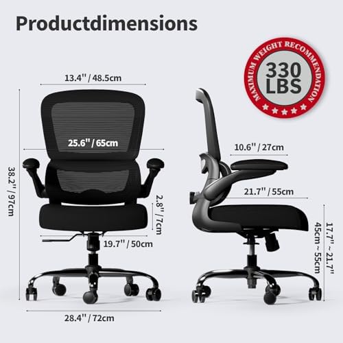 TRALT Office Chair - Ergonomic Desk Chair with Adjustable Lumbar Support, Mesh Computer Chair, Executive Chairs for Home Office Comfortable Lumbar Support Black Pack of 6 - Image 3