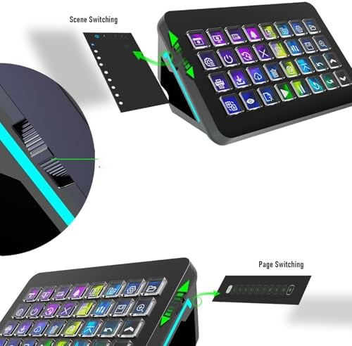 32 Macro Key Pad with LCD Keys, Programmable Shortcut Controller, for Streaming Video Editing Music Production, Stream Controller Deck for Content Creators Office (Black) - Image 3