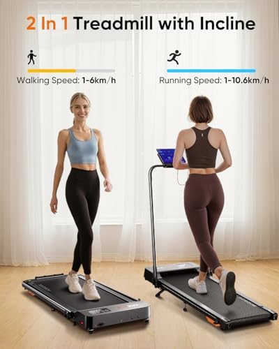 Acezoe Walking Pad with 10% Incline & Dual LED Display,4 in 1 Foldable Treadmill for Home Small Office, Compact Under Desk Treadmill with Handle bar,APP & Remote, 300 lbs Capacity - Image 2