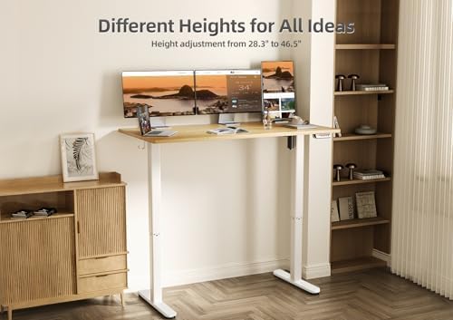 Claiks Electric Height Adjustable Standing Desk, 55x24 Inch, Bamboo - Image 5