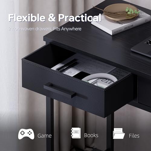 Pamray 32 Inch Small Computer Desk with 2 Drawers for Bedroom Study Writing Home Office Table for Small Spaces Marble - Image 5
