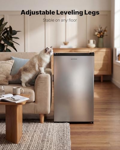 Upstreman 3.2 Cu.Ft Mini Fridge with Freezer, Stainless Steel-SR321 - Image 6