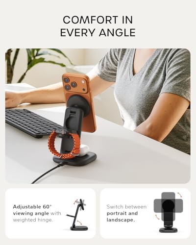 Satechi 3-in-1 Qi2 Foldable Stand, Wireless Charging Station, Space Black - Image 3