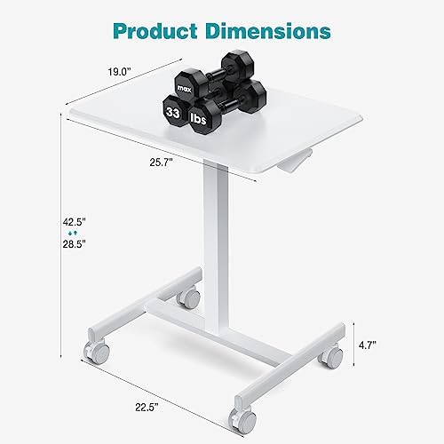 DUMOS Small Standing Desk with Wheels, Laptop Desk, 19 Inch - Image 3