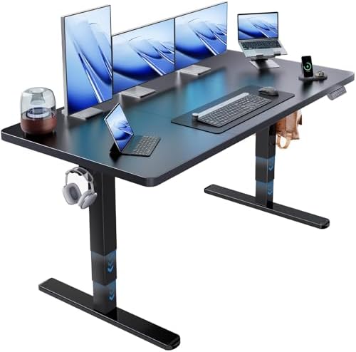 HUANUO 59 x 30 Inch 3-Stage Electric Standing Desk, Brushless Motor, Black by HUANUO