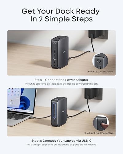 Anker Nano Laptop Docking Station, 13in1 Dock with Detachable 6in1 USBC Hub - Image 6