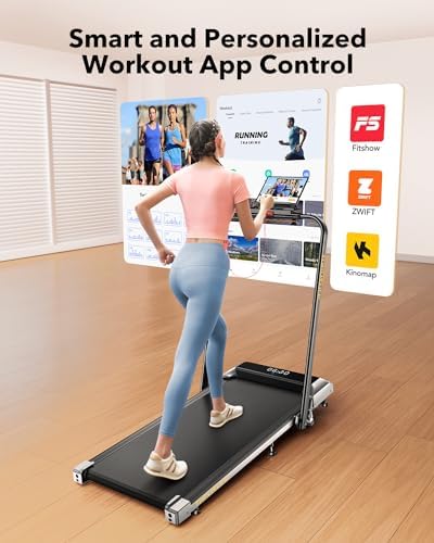 TOPUTURE Walking Pad Treadmill with 12% Incline, 6 in 1 Folding Treadmill with Adjustable Handle Bar for Home/Office, Under Desk Treadmills Portable Walking Pad with App, Remote Control & LED Display - Image 5