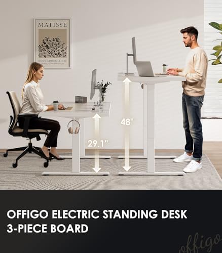 OffiGo 79 Inch Executive Electric Standing Desk Height Adjustable, White - Image 3