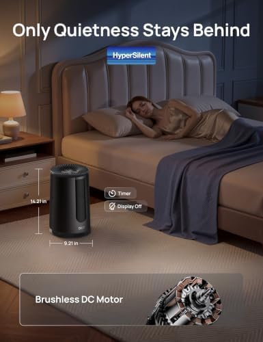 DREO Air Purifier for Home, AHAM VERIFIDE Air Cleaner for Bedroom, Pets, Smoke, Dust, Pollen & Odors, PM2.5 Monitor, Auto, Turbo & HEPA Sleep Mode, 4 Speeds, Scent Diffuser, DR-HAP008 Black (Dreo 338) - Image 6