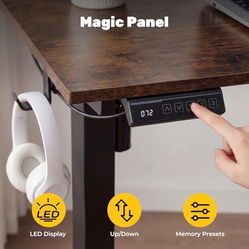 Compact Electric Height Adjustable Standing Desk, 48" x 18" Sit Stand Workstation with Smooth Motorized Lift, Narrow Ergonomic Home Office Computer Desk for Monitors & Laptops,28.3"-46.5" Height - Image 4