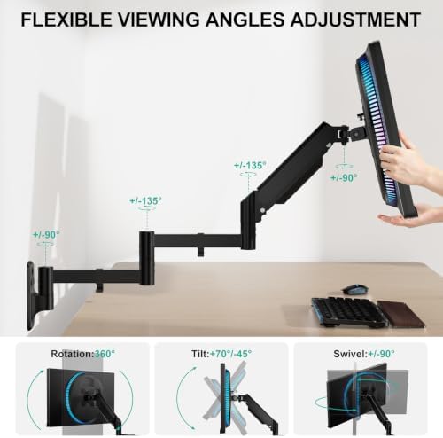 WALI Long Arm Monitor Wall Mount for 17-33 inch Screens, up to 22lbs - Image 5