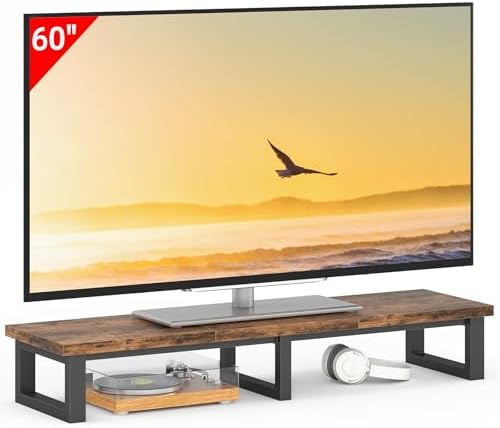 YAOHUOO 45" Large TV Riser for 32-60 inch TV, TV Riser Stand Shelf,Brown by YAOHUOO
