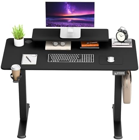 Furmax Electric Standing Desk, 47 x 24 Inches Sit Stand up Desk, Sit Stand Height Adjustable Home Office Desk with Monitor Stand (Black, 47) by Furmax