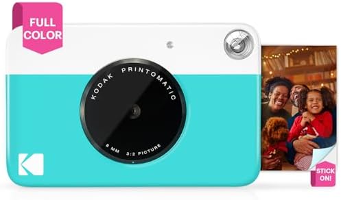 KODAK Printomatic Full-Color Instant Print Digital Camera, Zink 2x3" (5.1x7.5 cm) Sticky-Back Photo Paper, 5MP, Portable, Creative Fun Gift for Birthday, Christmas, Holiday, Blue by Unknown