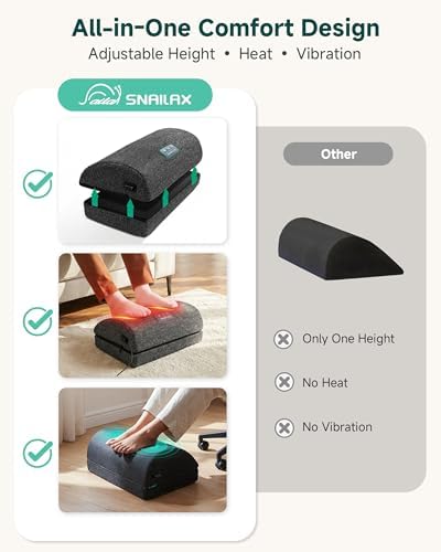 Snailax Heated Footrest Under Desk with Vibration, Adjustable Foot Stool - Image 3
