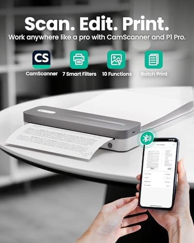P1 Pro Portable Inkless Printer, 300 DPI Wireless Thermal Printing for iPhone Android Laptop PC, Print US Letter Documents Receipts Anywhere, for Travel Remote Work Home Office School, Grey - Image 2