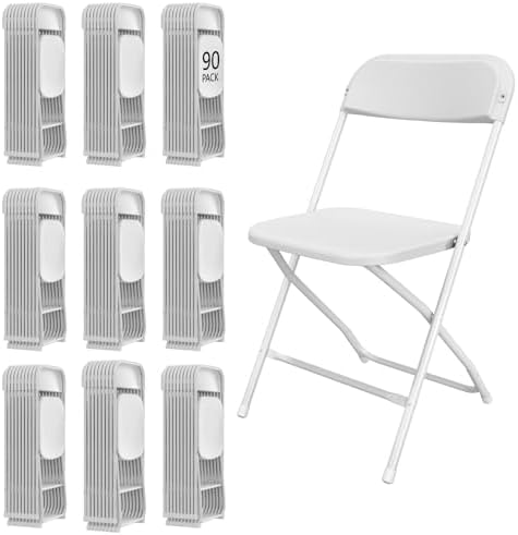 90 Pack White Folding Chairs for School Events Wedding Party Picnic by IWDOO