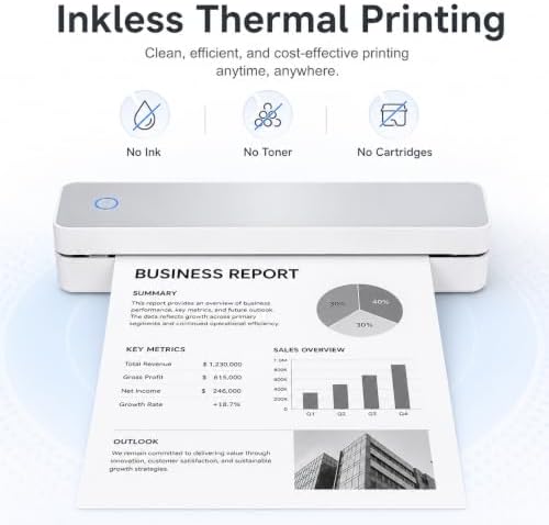 Portable Thermal Printer Bluetooth Inkless Printer for US Letter A4 A5 B5 - Image 4