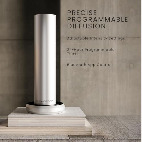 The Magic Scent Bluetooth Diffuser - Smart Ultra-Quiet Cold-Air Waterless Scent Diffuser for Home, Hotel, & Office - Programmable Intensity & Timer - Premium Aroma Oil Included (Silver) - Image 7