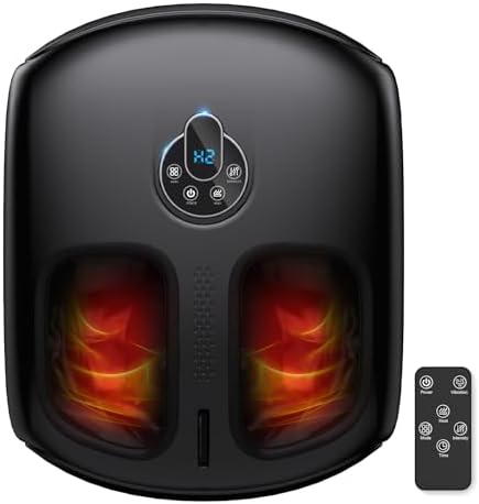 Foot Massager with Heat, 4 Modes & Vibration & Compression & Rolling for Feet Toes Relief, Electric Shiatsu Foot Massager with Remote, Fits Up to Men's Size 12, Gift for Women Men Father's Day by HTM