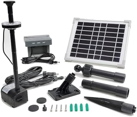 Solar Water Pump with Backup Battery and Fountain Lights for Birdbath, Fountain, Small Pond, Garden Decoration (Battery and Lights Included) by AEO