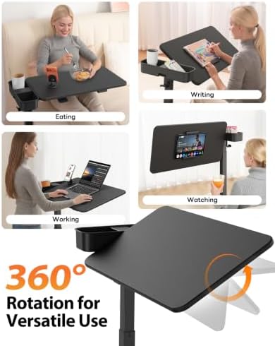 SAIJI Magnetic Height and 360° Angle Adjustable Overbed Bedside Table Tray - Image 6