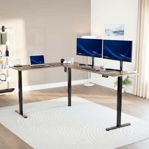 VIVO Rustic Vintage Brown 84 x 63 in Corner Standing Desk, DESK-E3CTBN-84 - Image 2