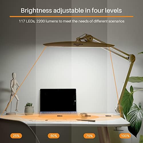 20-Inch LED Desk Lamp with Clamp, 24W 2200LM, Gold - Image 2