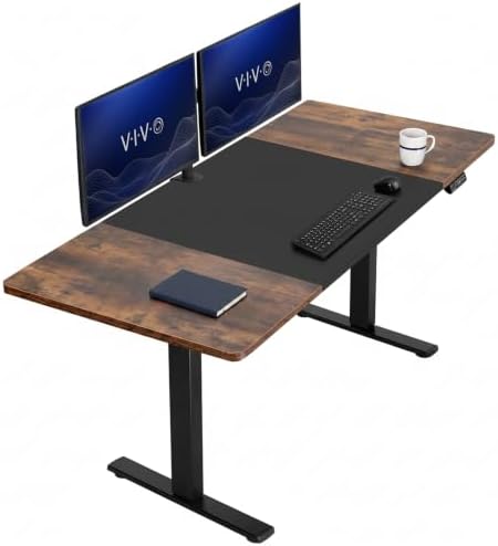 VIVO Black/Vintage Brown 71 x 30 in Standing Desk, DESK-KIT-1B7BN by VIVO