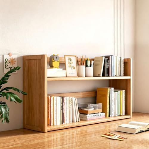 3 Tier Solid Wood Bookshelf for Desktop with Storage Shelves by Unknown