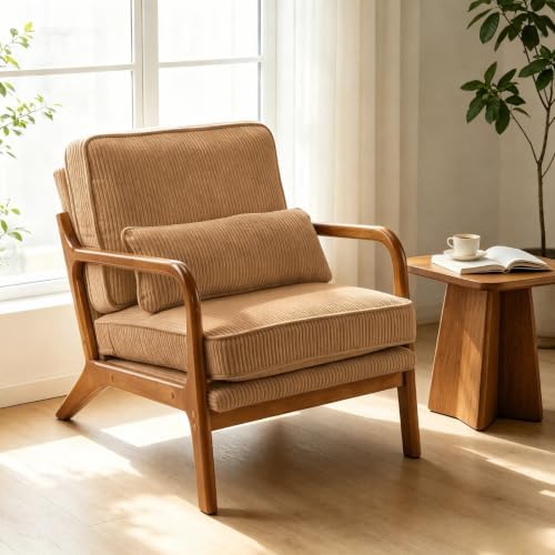 Karl home Mid-Century Modern Accent Reading Chair, Khaki by Karlhome