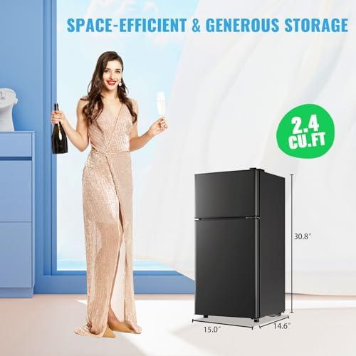 DEMULLER 45L Personal Double‑Door Mini Fridge With Freezer, Dark Gray - Image 5