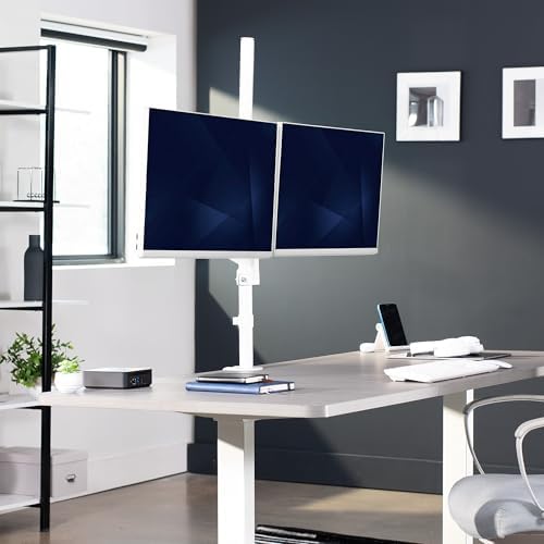 VIVO Dual Monitor Arm Extra Tall Mount for Screens up to 32 inches, Mechanical Height Adjustment, Full Articulating Heavy Duty VESA Stand with Desk C-clamp and Grommet, White, STAND-V012KW - Image 2