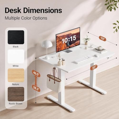 Claiks 32 x 19 Inch Electric Standing Desk White - Image 3