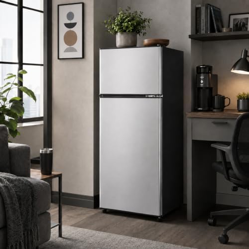 4.5 Cu.Ft Mini Fridge with Freezer, 2-Door Compact Refrigerator for Dorm/Office/Bedroom, Energy Efficient & Quiet, Silver - Image 7