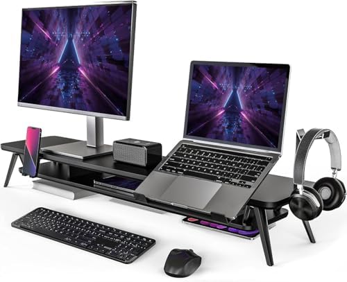 Fenge 42.5-Inch Monitor Stand Riser with Laptop, Phone & Headphone Holders by Fenge