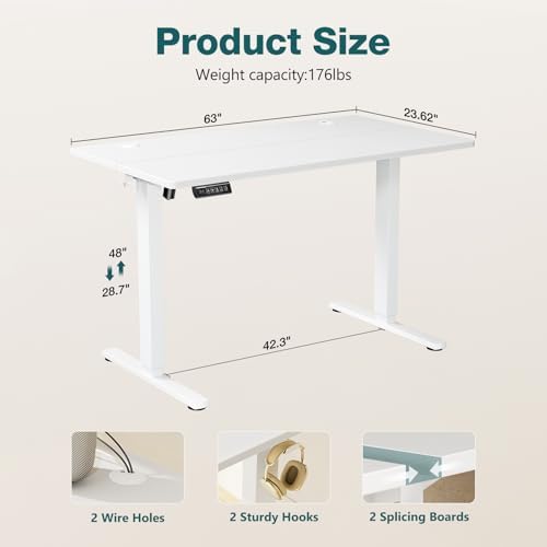 Sweetcrispy Electric Standing Desk, Computer Desk, 63x24 Inch - Image 3