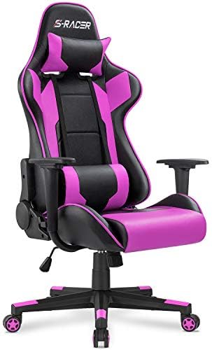 Homall Gaming Chair, Office Chair High Back Computer Chair Leather Desk Chair Racing Executive Ergonomic Adjustable Swivel Task Chair with Headrest and Lumbar Support (Violet) by Homall