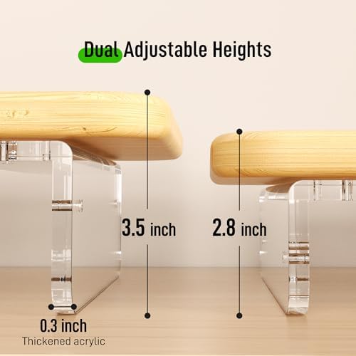 AFOOYO Bamboo Monitor Stand Riser, 31.5 In Computer Riser Desk Organizer - Image 4