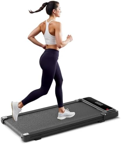 Walking Pad Under Desk Treadmill, Portable Compact Electric Walking Treadmill, Quiet Fitness Machine with Remote Control & LED Display for Home Office by Aidoly