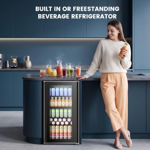 Electactic 26 Bottle Wine Cooler 130 Can Beverage Refrigerator, Small Freestanding Cabinet Wine Cellar with 40℉-61℉ Temperature Control Glass Door, Black - Image 5